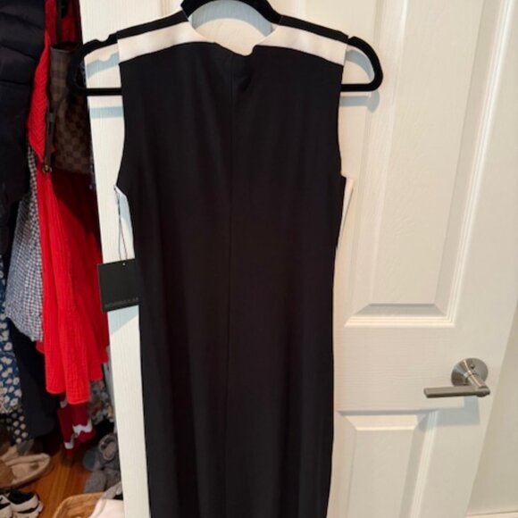 NWT Normal Kamali Side Strip Sleeveless Black Swing Dress W Pockets size small - Picture 3 of 6